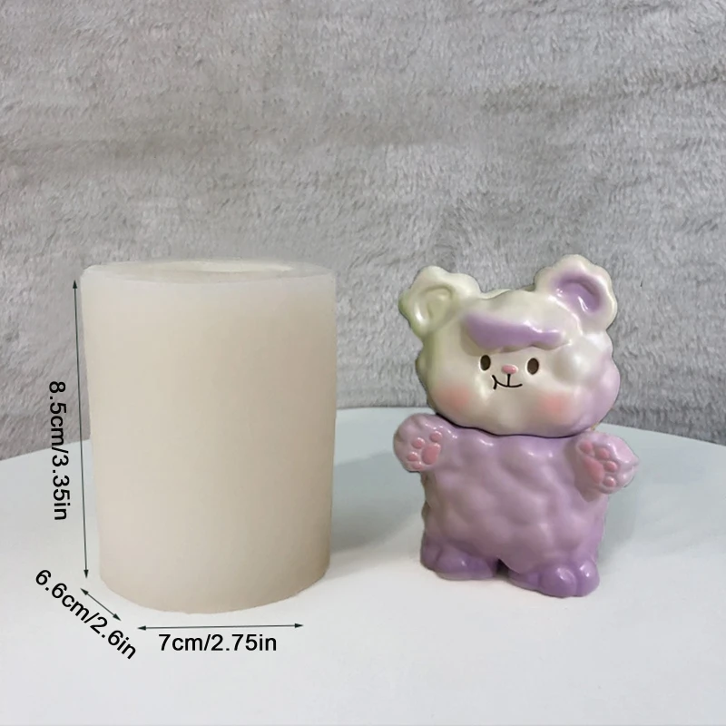 

R3MC Creative Diy Handmade Products 3D Puff Bear Silicone Mold Gypsum Handmade Creative Ornament Candle Plaster Mould