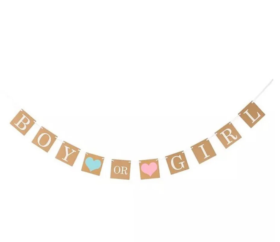 

Boy or Girl Baby Shower Party Hanging Garland 1st Birthday Decorations Gender Reveal Bunting Banner Boy or Girl birthday banner