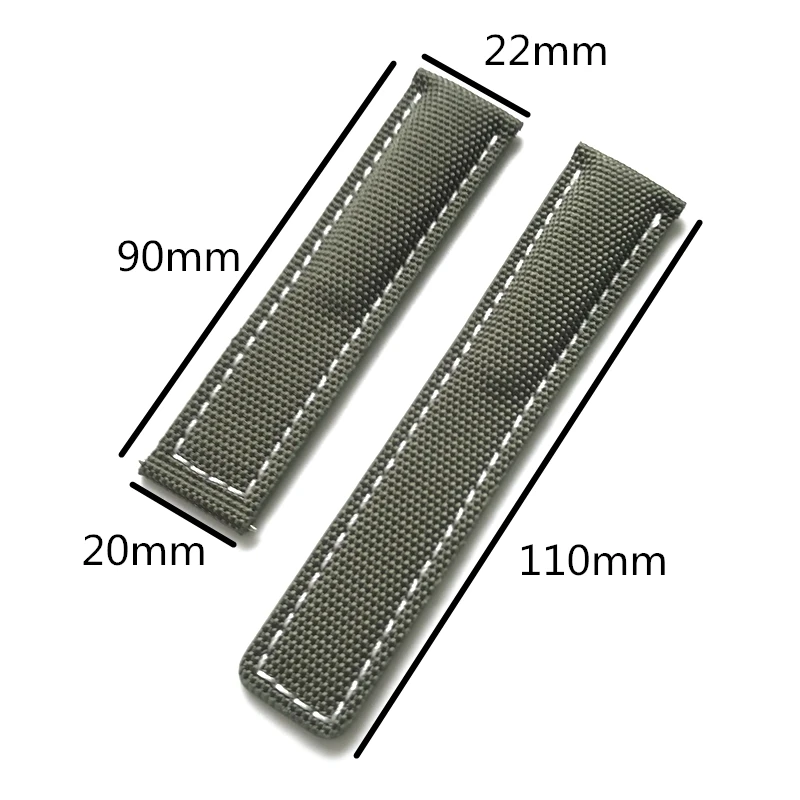 

22mm Replace Watch Accessories Band FOR BREITLING Super Ocean AVENGER Watch Strap Nylon Fabric Leather Buckle Army Bracelet