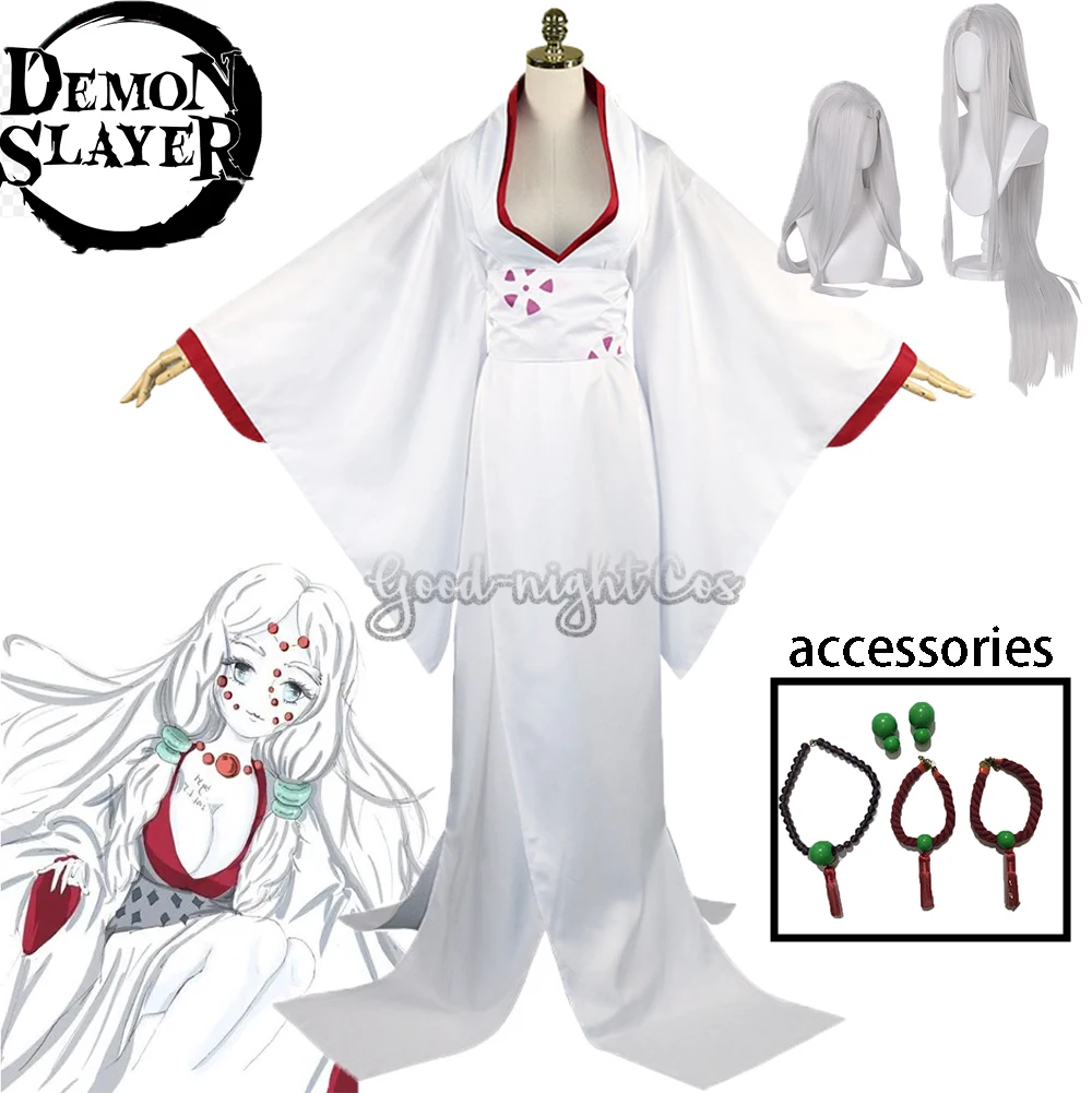 Anime Demon Slayer Kimetsu no Yaiba Spider Hill Rui's Mother Spider Rui Mother Cosplay Costume Kimono wig accessories Full set