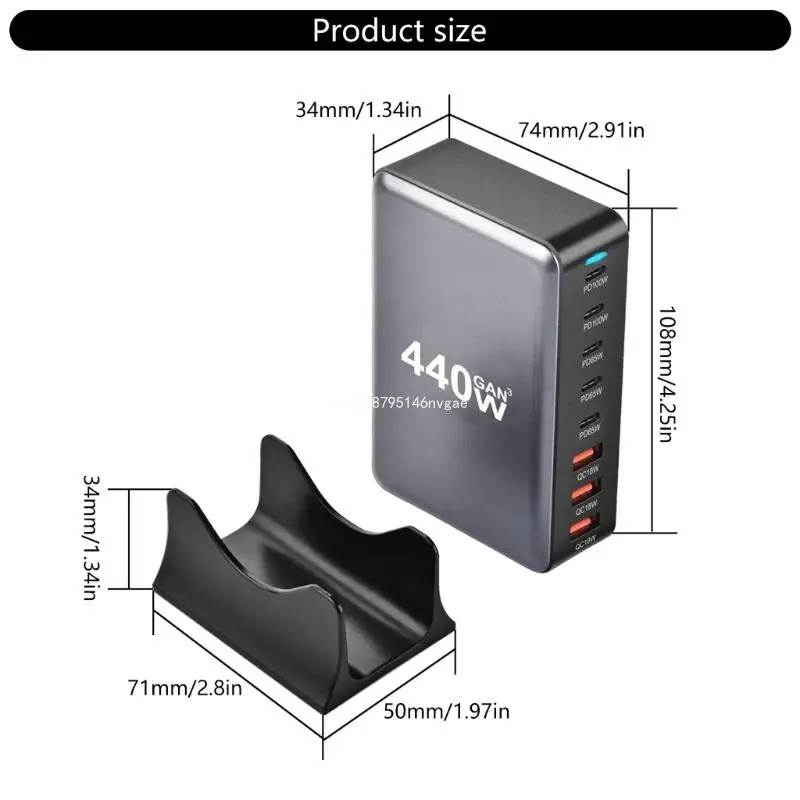 Универсальное зарядное устройство PD мощностью 440 Вт с несколькими USB-портами для