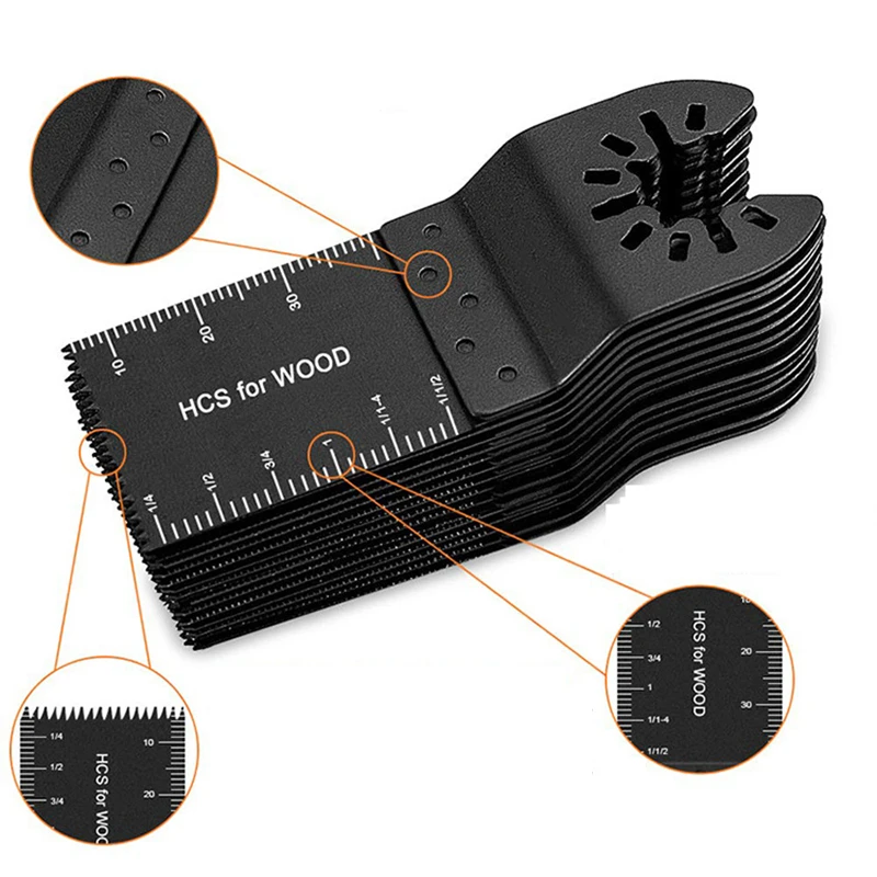 

34mm Universal Saw Blade Set Oscillating Multi Tool Straight Scale Multitools Cutting Wood Saw Blades for Renovator Power Tool