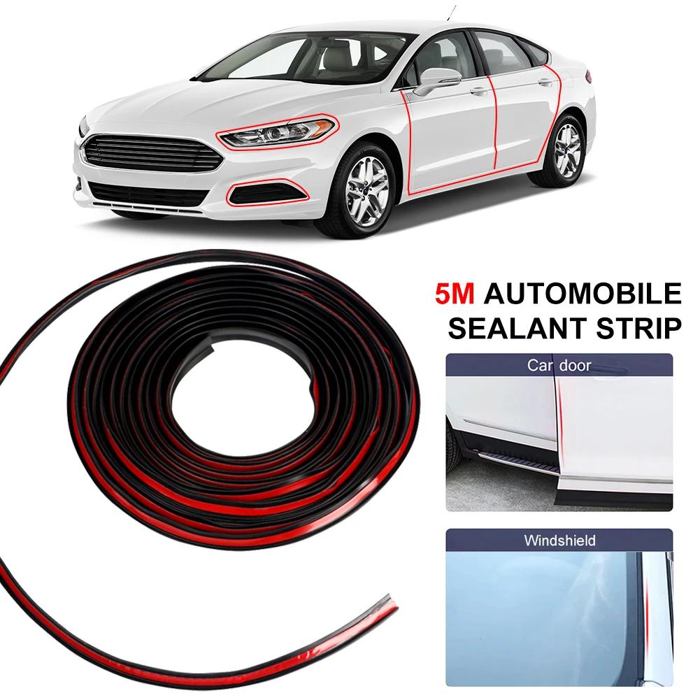 

5M Car Front Side Door Trim Edge Moulding T Shape Rubber Weatherstrip Seal Strip Seal Flexible Decorative Trim Accessories