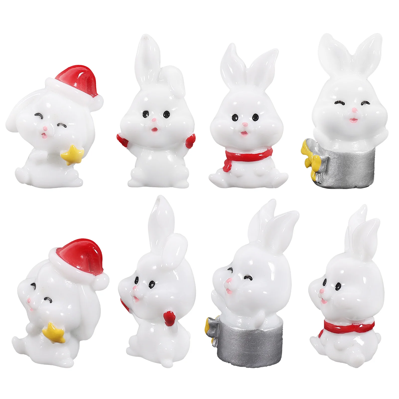 

8 Pcs Microlandscape Bunny Decor Realistic Animal Toys Resin Statue Miniature Figurines Small
