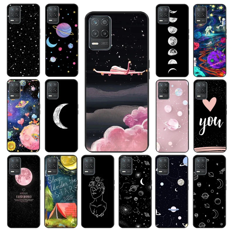 

Moon Stars Space Astronaut Phone Case for OPPO Realme GT 2 Pro X2 Pro XT C25S 8 7 6 Pro 6i GT Master C3 C21 C11 X3 SuperZoom