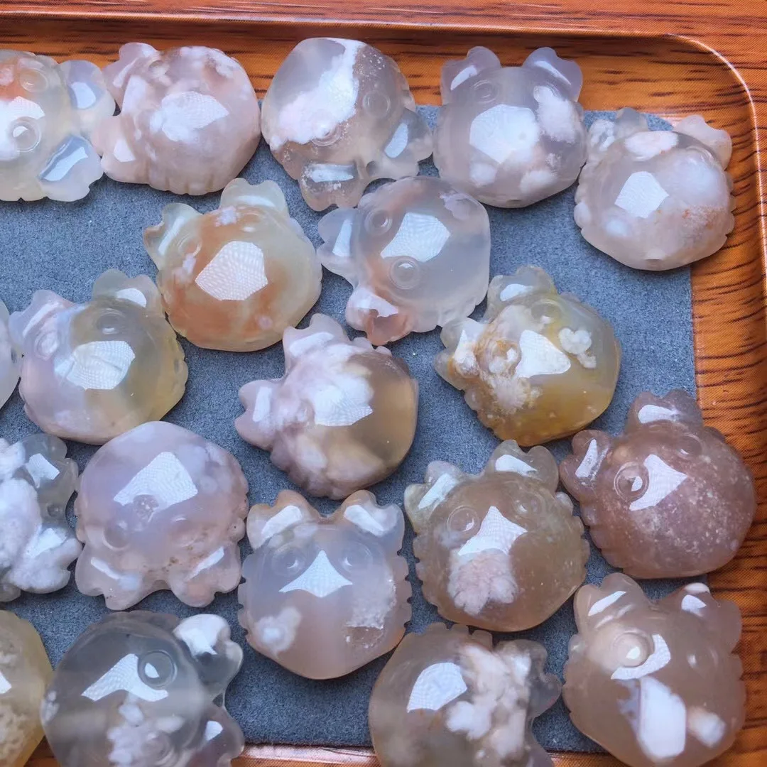 

1 шт. Fengbaowu натуральный камень маленький милый цветок Агат Краб Подвеска Кристалл резной фигурка подарок модные ювелирные изделия для женщин