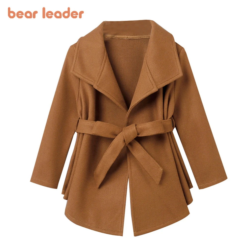 

Bear Leader Kids Outfits Outerwear 2-6 Years Autumn and Winter Girls Warm Coat Korean Turn-down Collar Long-sleeved Woolen Coat