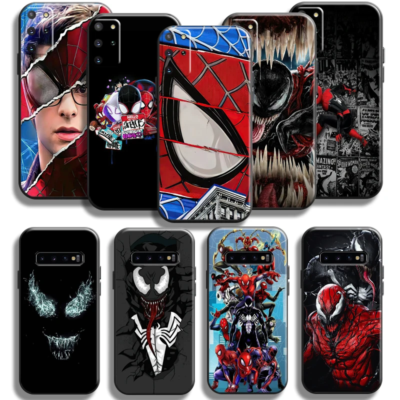 

Marvel Venom Spiderman Phone Case For Samsung Galaxy S22 S21 S20 S10 10E S9 Plus S22 S21 S20 Ultra FE 5G Back Liquid Silicon