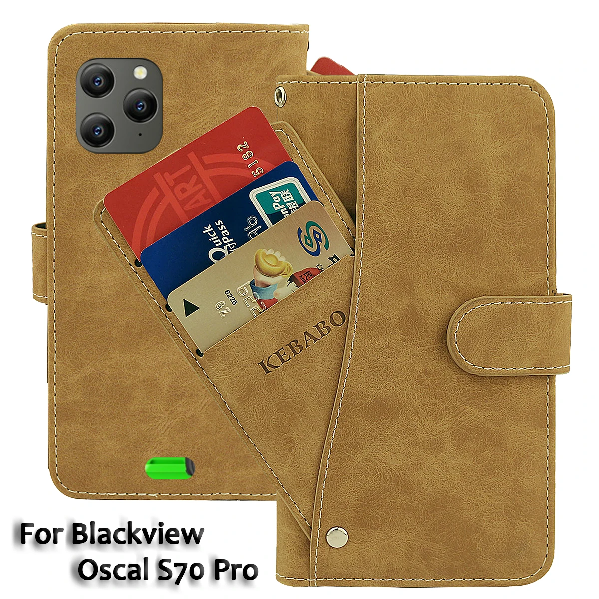 

Vintage Leather Wallet Blackview Oscal S70 Pro Case 6.1" Flip Luxury Card Slots Cover Magnet Phone Protective Cases Bags