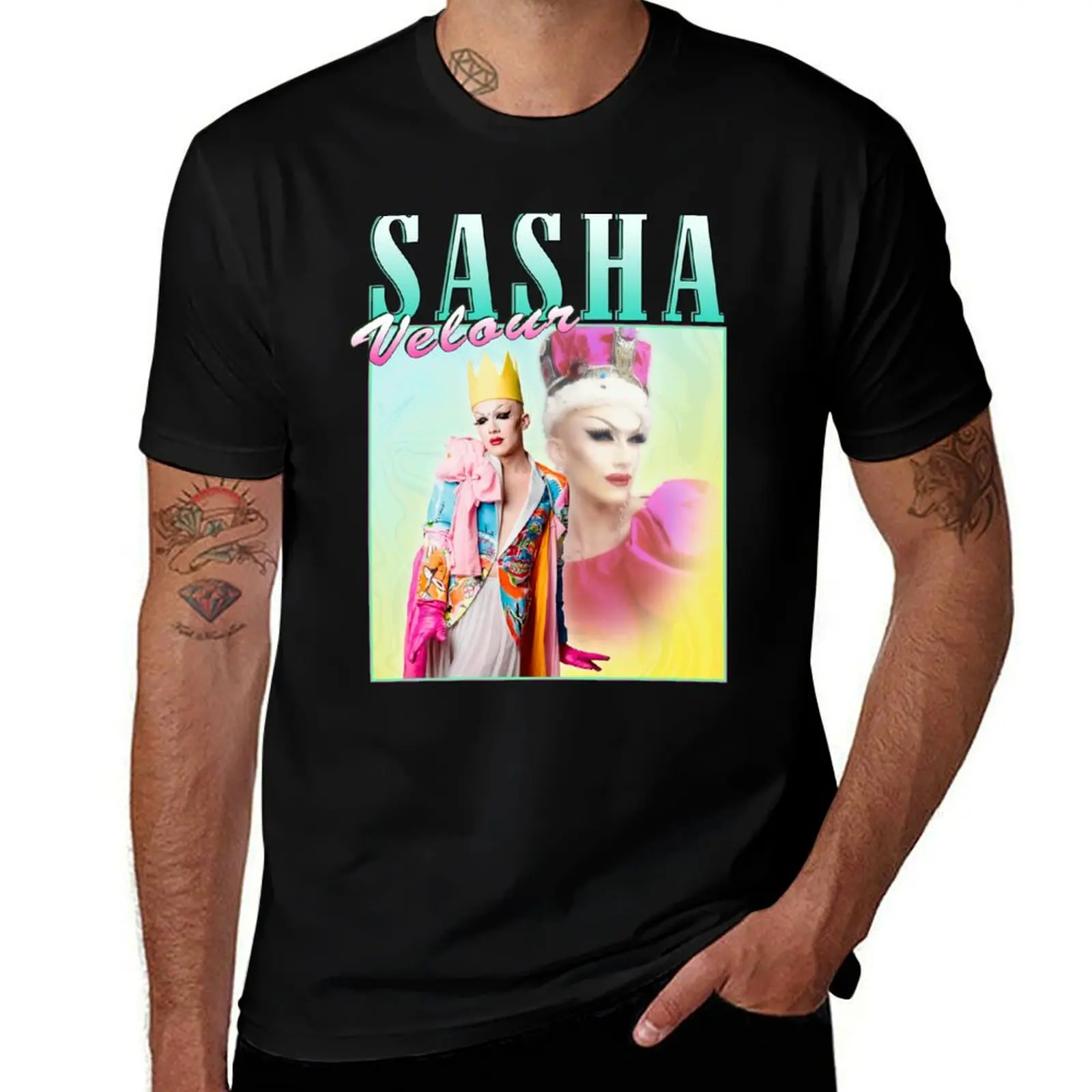 Фото Футболка Sasha Velour в винтажном ретро-стиле, устойчивая к поту, для тренировок №1