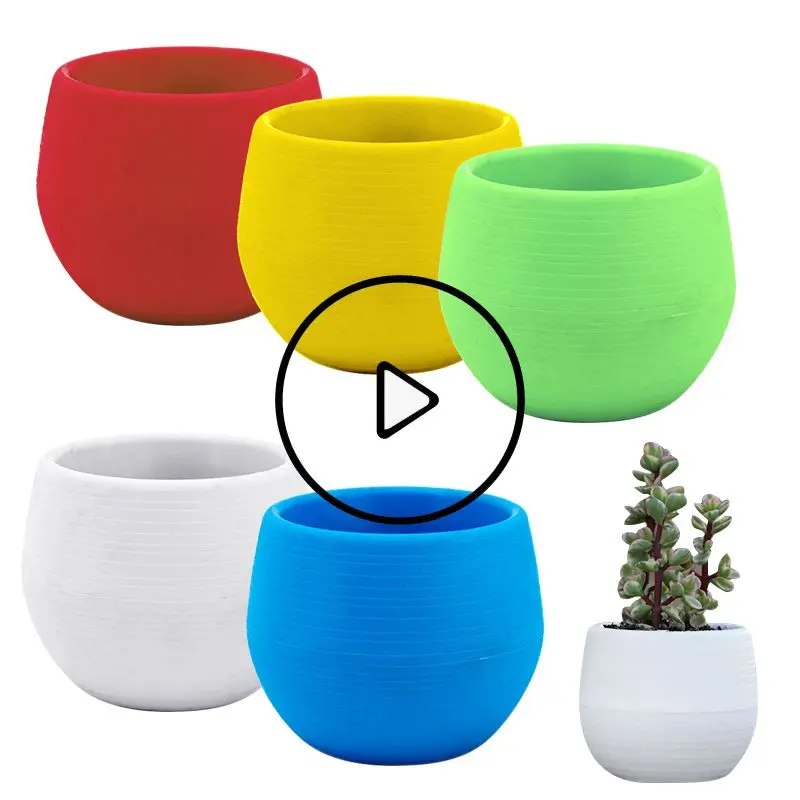 

Mini PP Flowers pot Plastic Resin Multicolor Cute Beautiful Plant Grass Small Tree Planting Modern Style Home Garden Supplies