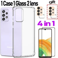 4 in 1case for samsung a33 5g silicone casestempered glasssamsung a33 5g airbag transparent case samsung a13 4g smartphone shockproof camera film back cover samsung galaxy a33 a53 a73 5g