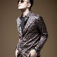 alphabet printed high grade shirt mens autumn luxury casual long sleeve shirt korean fashion handsome