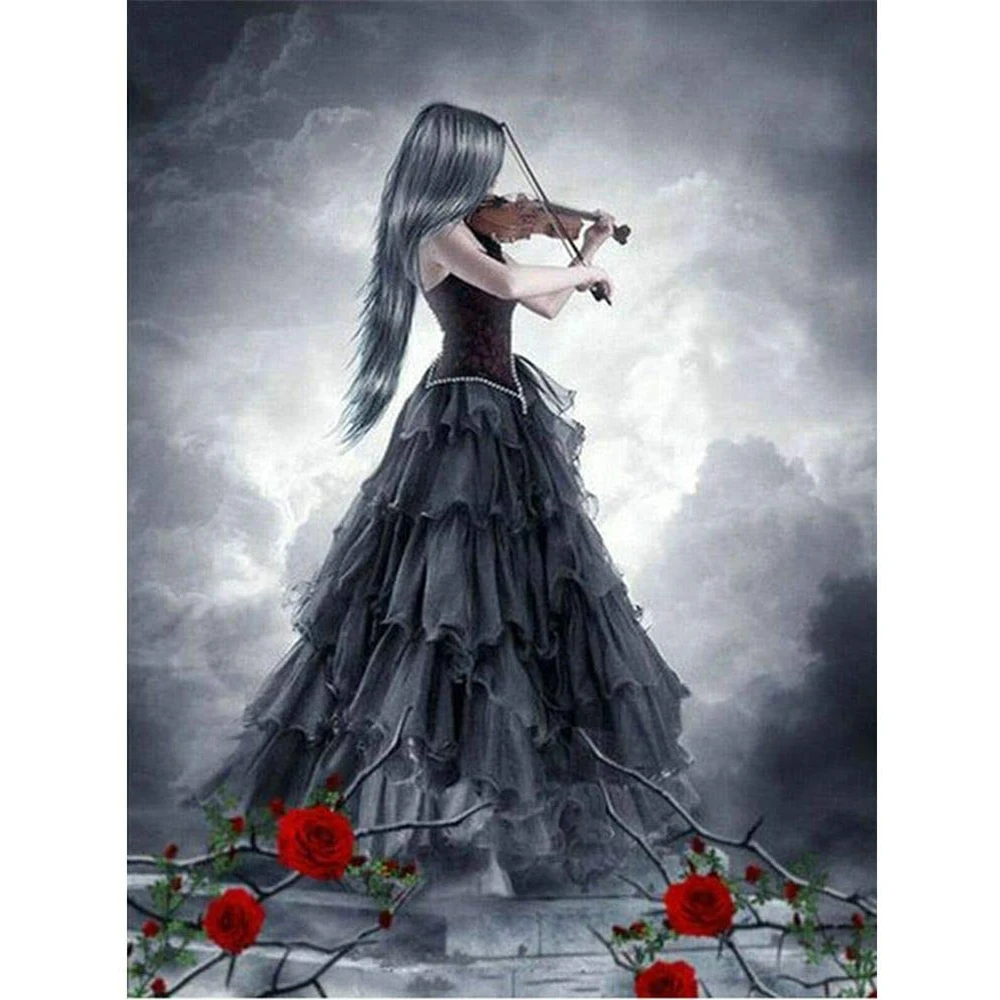 Набор для вышивки крестиком 11CT с изображением скрипки и розы |