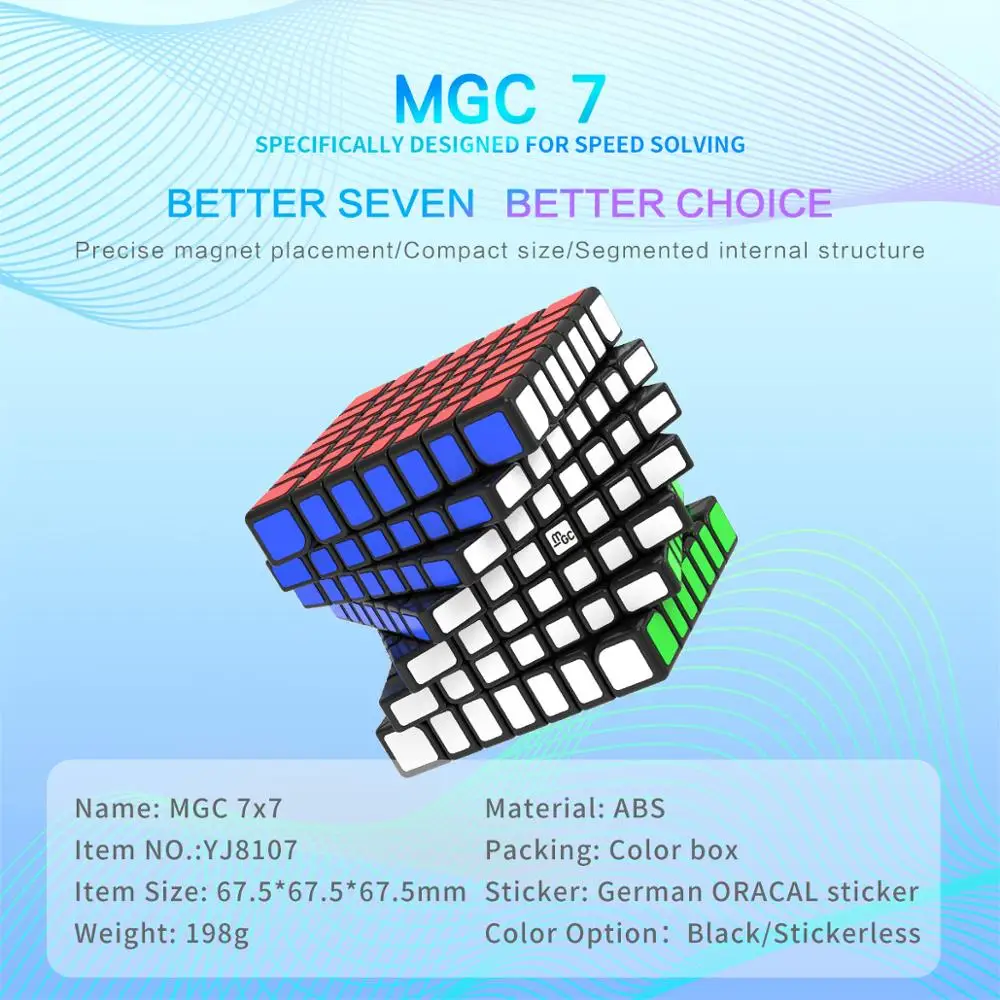 

YJ MGC 7x7 м Магнитный магический скоростной куб без наклеек профессиональные игрушки Yongjun MGC 7 7x7 м Куб ВОЛШЕБНЫЙ пазл