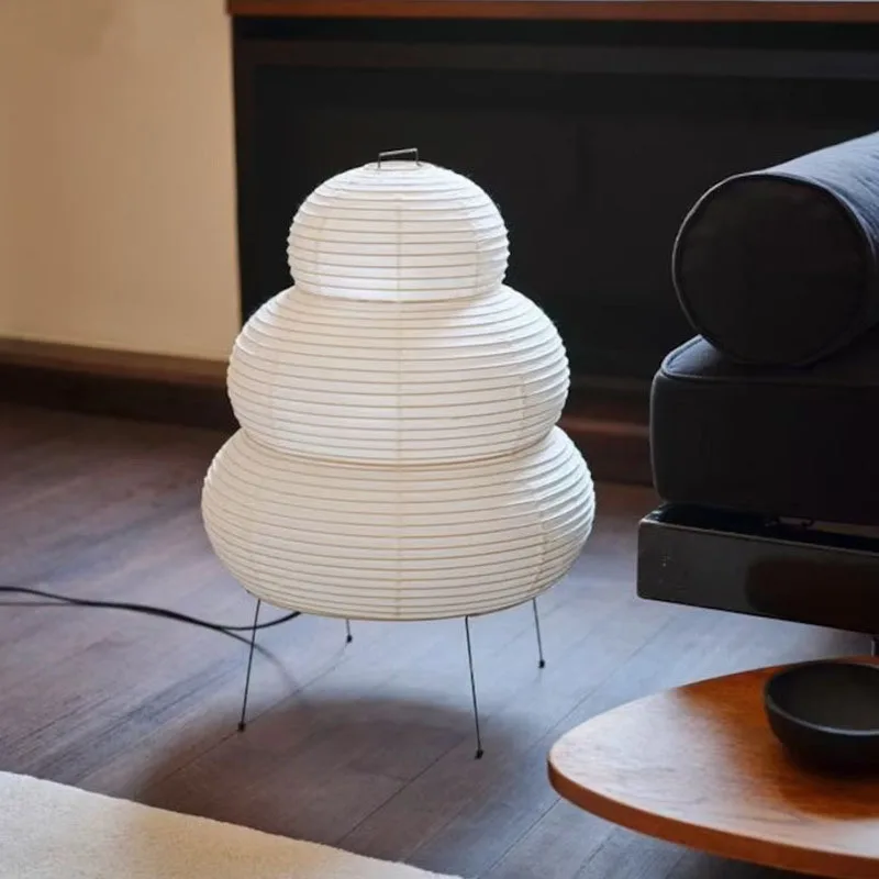

Japanese Style Noguchi Isamu Tea Room Rice Paper Lamp Simple Bedroom Study Floor Lamp Designer Amazement Wind Table Lamp