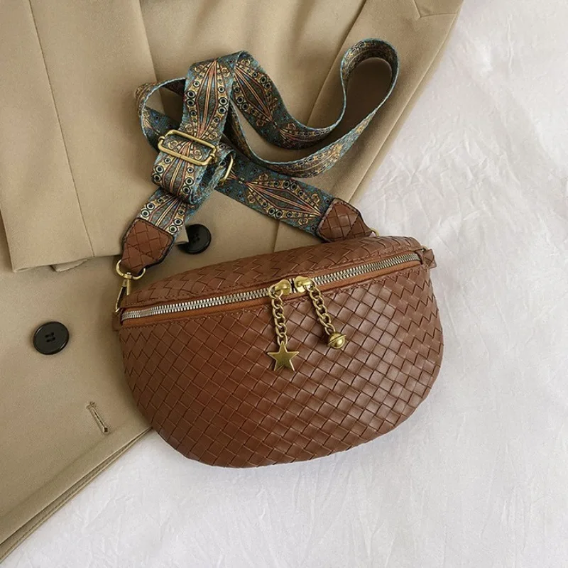 Поясная Сумка из искусственной кожи для женщин стильная плетеная сумочка на пояс