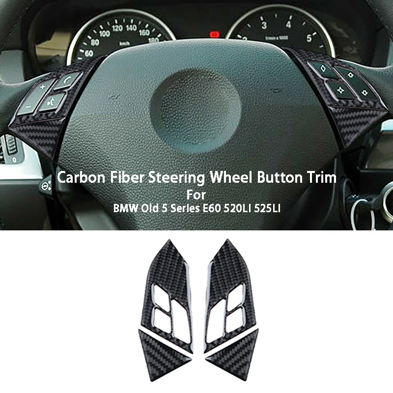 

4Pcs Car Steering Wheel Button Frame Decorative Sticker Trim Car Styling For BMW 5 Series E60 520i 525i Auto Accessories