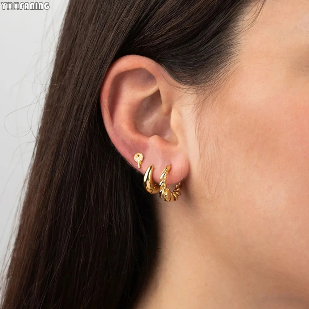 Серьги-кольца женские из серебра 925 пробы с прорезями