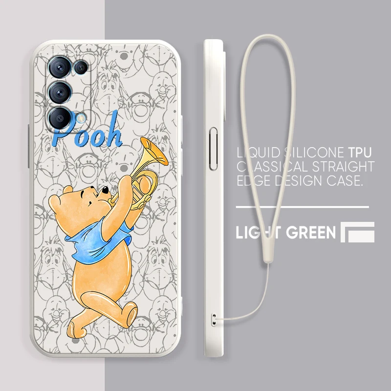 

Cute Disney Winnie Bear For OPPO Find X5 Pro X3 Pro X2 Neo 7Z 6 5 4Z 2Z SE Lite Pro 4G 5G Liquid Rope Silicone Phone Case