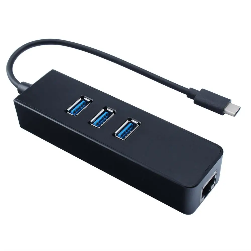 

USB 3.1 Type C To 3 Ports USB 3.0 Hub High Speed with RJ45 Adapter Cable Gigabit Network Transmission Ethernet Network LAN