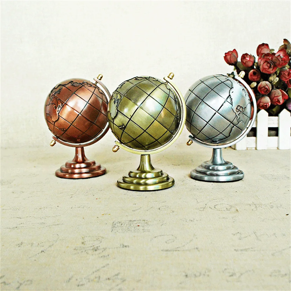 

Retro 3D Globe Decoration Terrestrial Globe World Map Alloy Globe Modern Home Decor Geography Education Office Desk Accessories