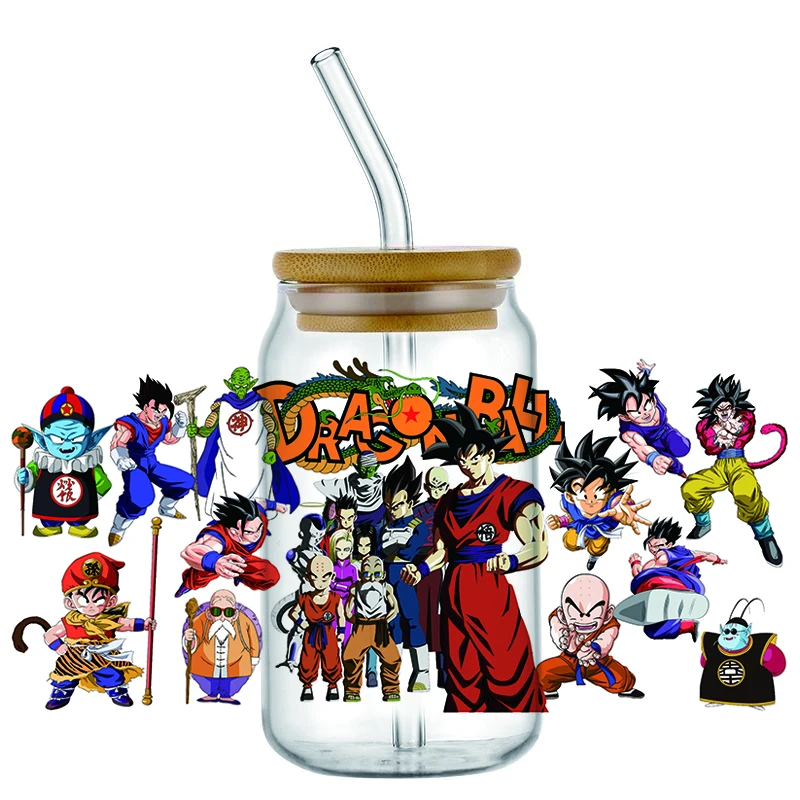 Minoso 3D Dragon Ball UV DTF Аниме Наклейка Для Стеклянной Кофейной Кружки Libbey 16 Унций На Окно