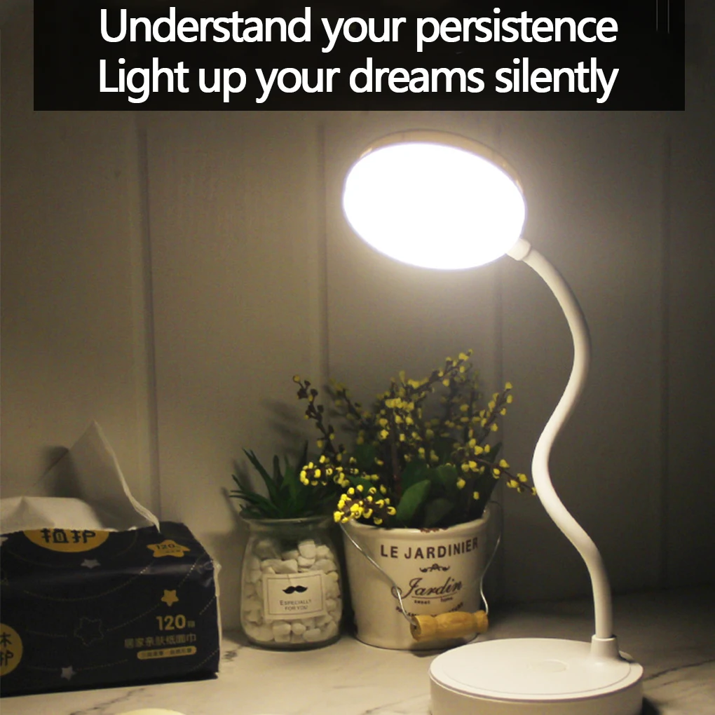 

LED Desk Lamp Dimmable 3 Gear Adjustable Eye Protection Home School Library Table Bedside Reading Night Light 1200mA