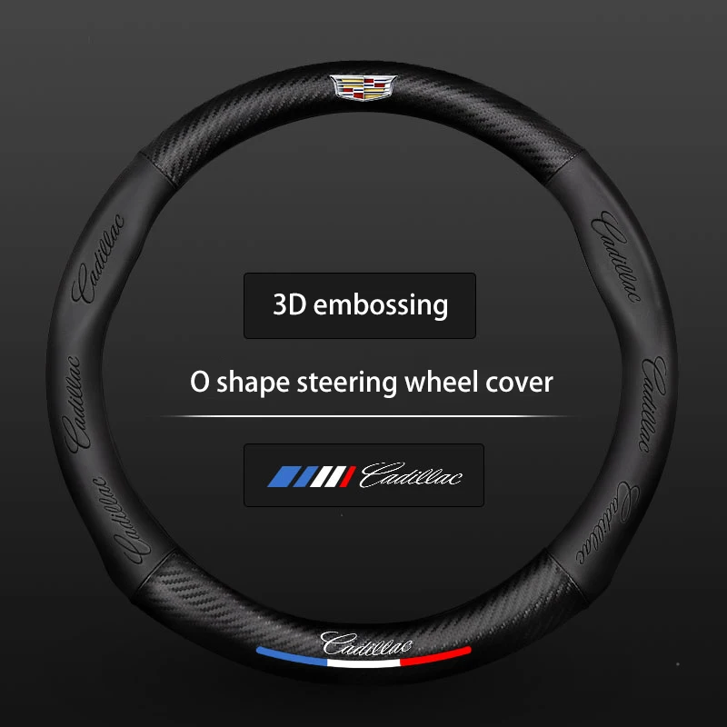 

Car Steering Wheel Cover 3D Embossing Auto Interior For Cadillac Series Ct4 Ct5 Xt5 AtS XtS CtS Sls Sts Srx Bls Lyriq Escalade