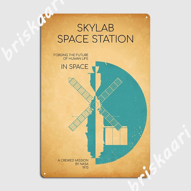 

ВИНТАЖНЫЙ ПЛАКАТ Skylab с космической станцией, металлический плакат, проектирующий клубный плакат, оловянный плакат для гостиной