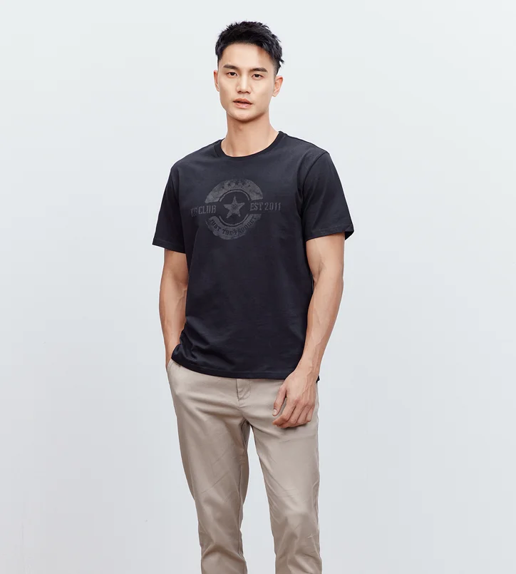 

V7750-summer men's new cotton round neck casual top fashion men's Short Sleeve T-Shirt.