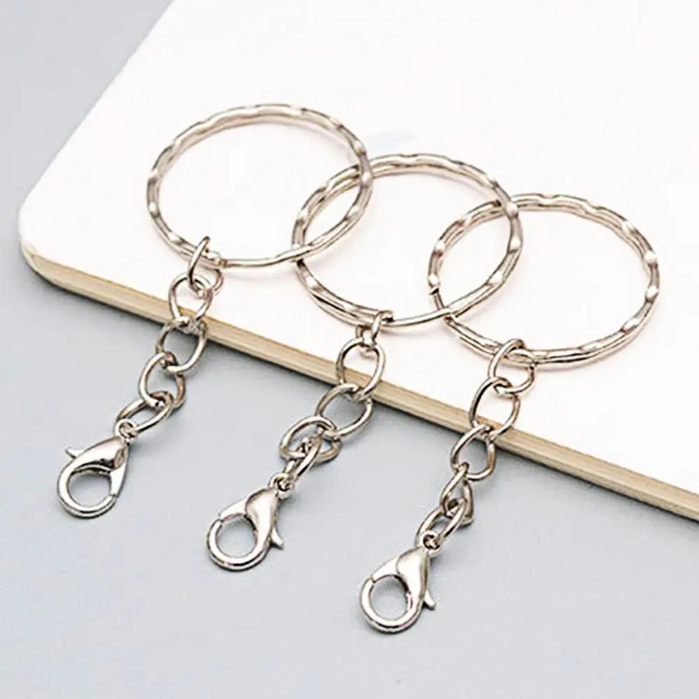

50Pcs 25mm Chain Circle Keychain Rings Metal Lobster Clasp DIY Keyring Jump Rings Jewelry Making