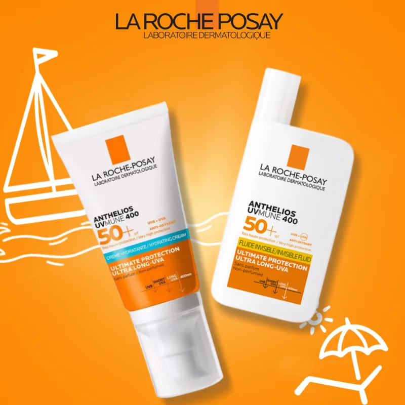 

2PCS La Roche-Posay Anthelios Uvmune 400 Invisible Fluid/Hydrating Sunscreen SPF50+ Sun Protection Refreshing For Sensitive Skin