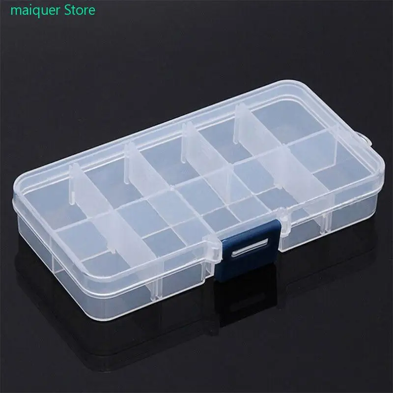 10 Grids Adjustable Transparent Plastic Storage Box for Small Component Jewelry Tool Box Bead Pills Organizer Nail Art Tip Case