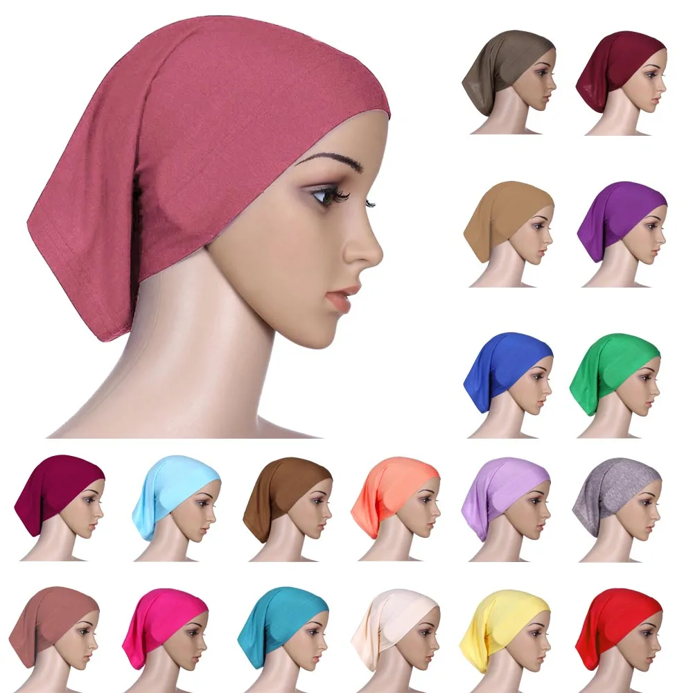 

Islamic Muslim Women's Head Scarf Underscarf Hijab Cover Headwrap Bonnet Plain Hijabs Jersey Tube Cap Stretchable Inner Hijab
