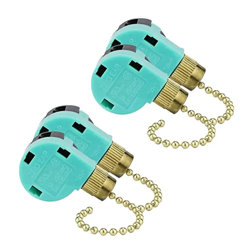 Фото Выключатель для потолочного вентилятора A98E-8Pcs Zing Ear ZE-268S6, 3 скорости, 4 провода, с цепочкой-переключателем, запчасти для бытовой техники (золотой) №3