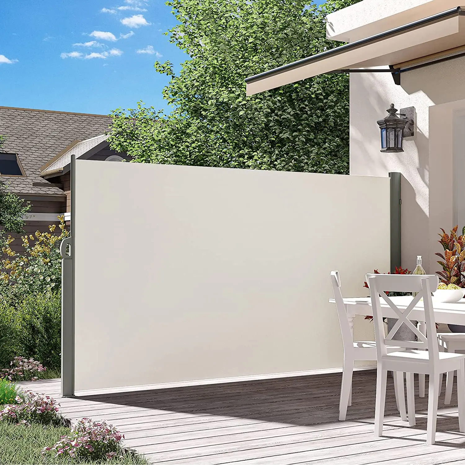 

Patio folding wind vertical retractable sun side awning outdoor screen