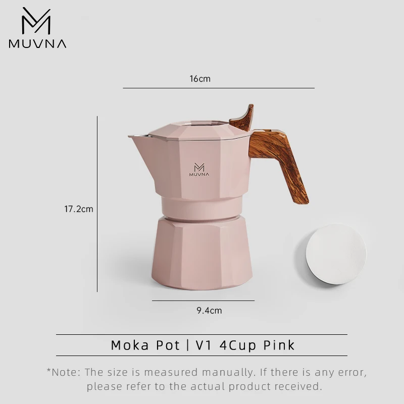 

MUVNA Espresso Moka Pot, 2/4 чашки, плита, перколятор для эспрессо и кофеварка — портативная, идеально подходит для дома и кемпинга