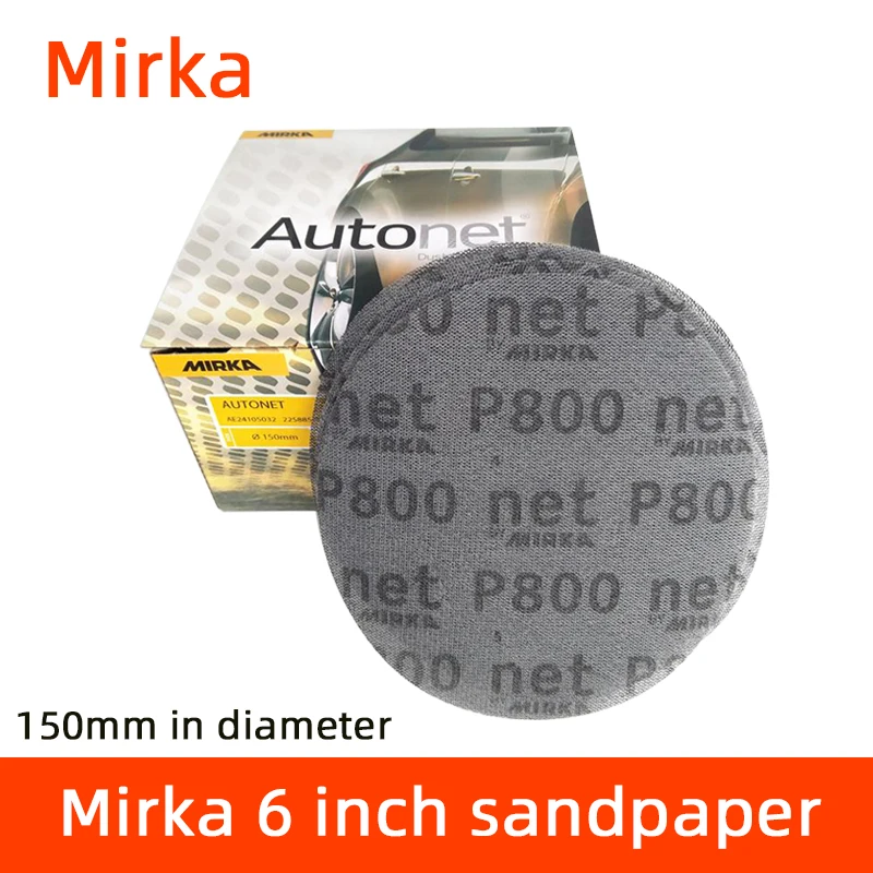 Finland Mirka 6-inch Sandpaper Flocking Grid Circular Pneumatic Dry Grinding Self-adhesive Sheet For Polishing Automobile Putty