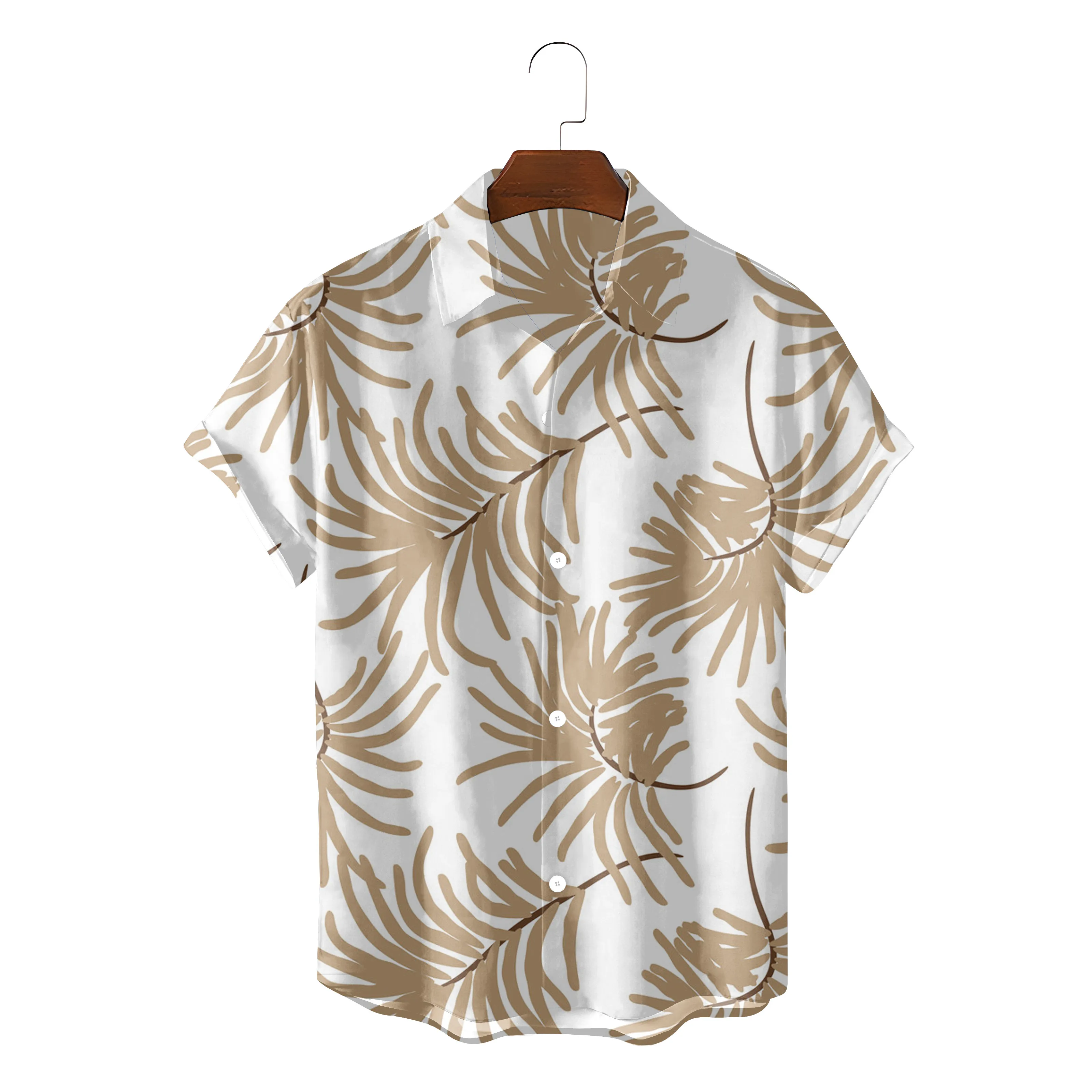

Летняя модная мужская гавайская рубашка, Повседневная пляжная блуза с коротким рукавом, на пуговицах, с рисунком листьев, Размер 5XL, 26 цветов