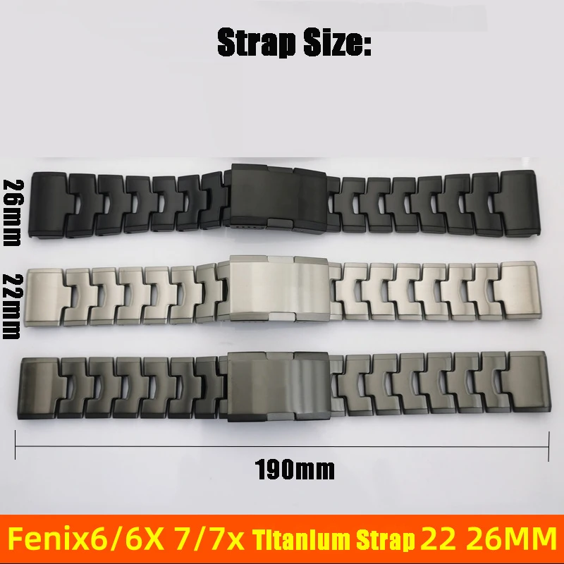 Titanium Alloy Metal Quick Fit Watch Strap with DLC Coating Version Compatible for Garmin Fenix 7X/6X Pro/5X Plus/Tactix 7 Delta