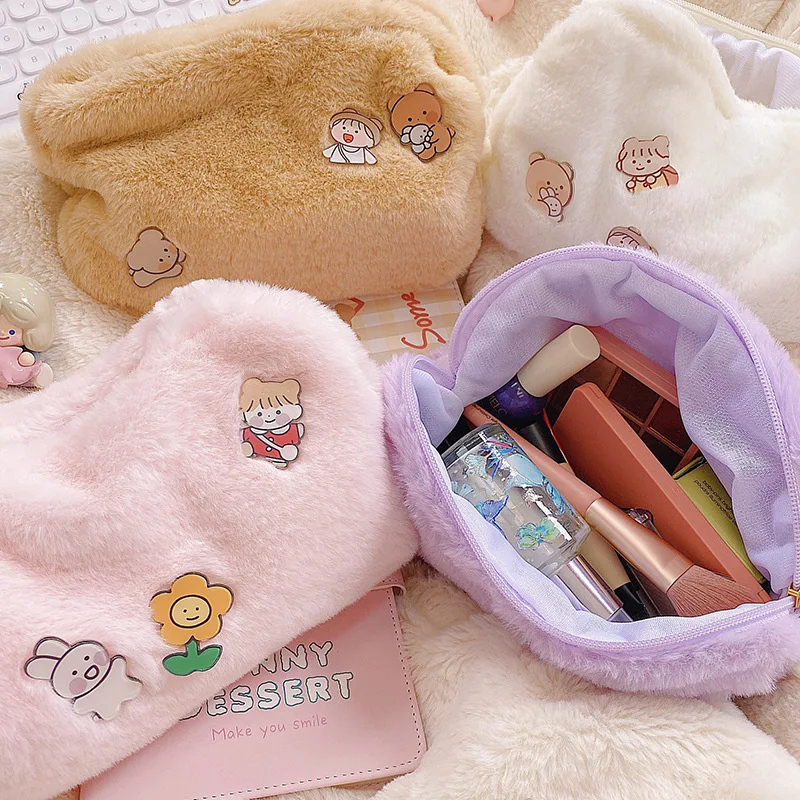 

Korean Bear Dog Women Cosmetic Bag Japanese Cute Bear Pencil Pen Makeup Storage Organizer Bag Pouch for Student Girls Bag