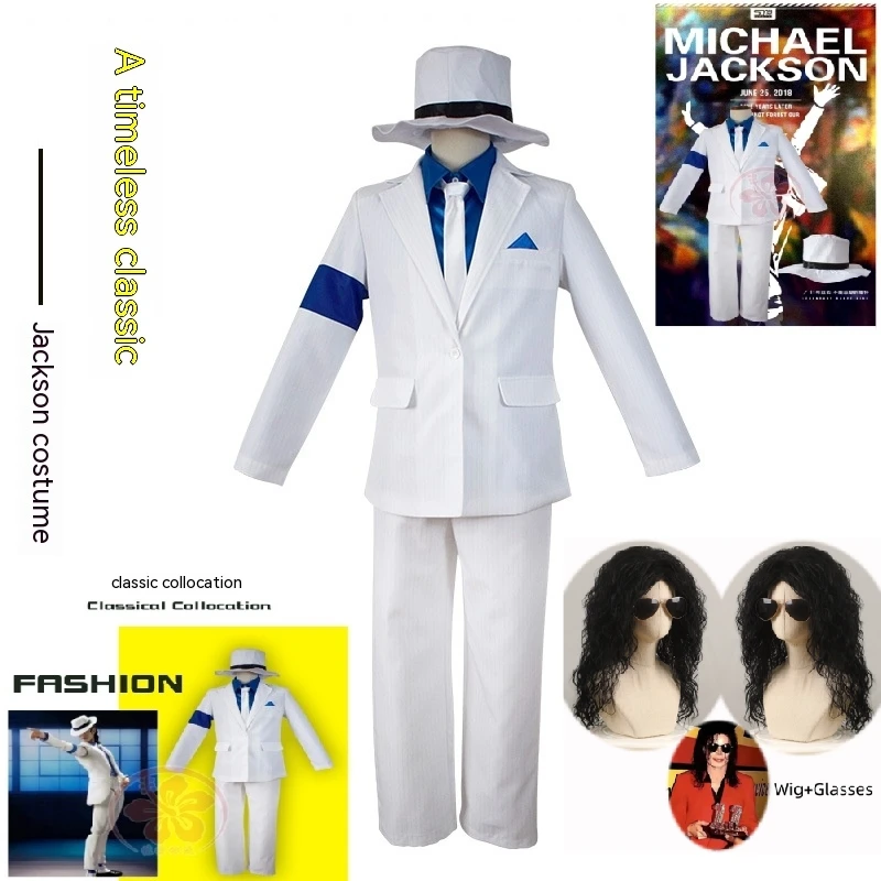 

Eternal Michael Jackson Cosplay Costumes Top Pants Hat Wig Glasses Outfits Fantasia Stage Performances Costumes For Man Woman
