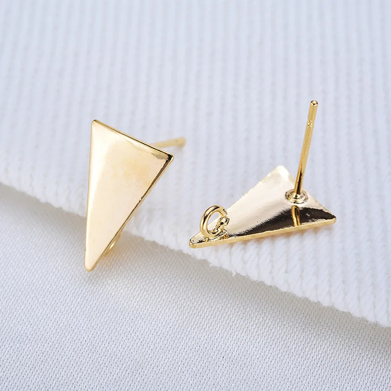 

(10Pcs) DIY Earring Accessories Glossy Triangle Auricular Needle Geometric Ear Studs Earrings Finding Earrings Making