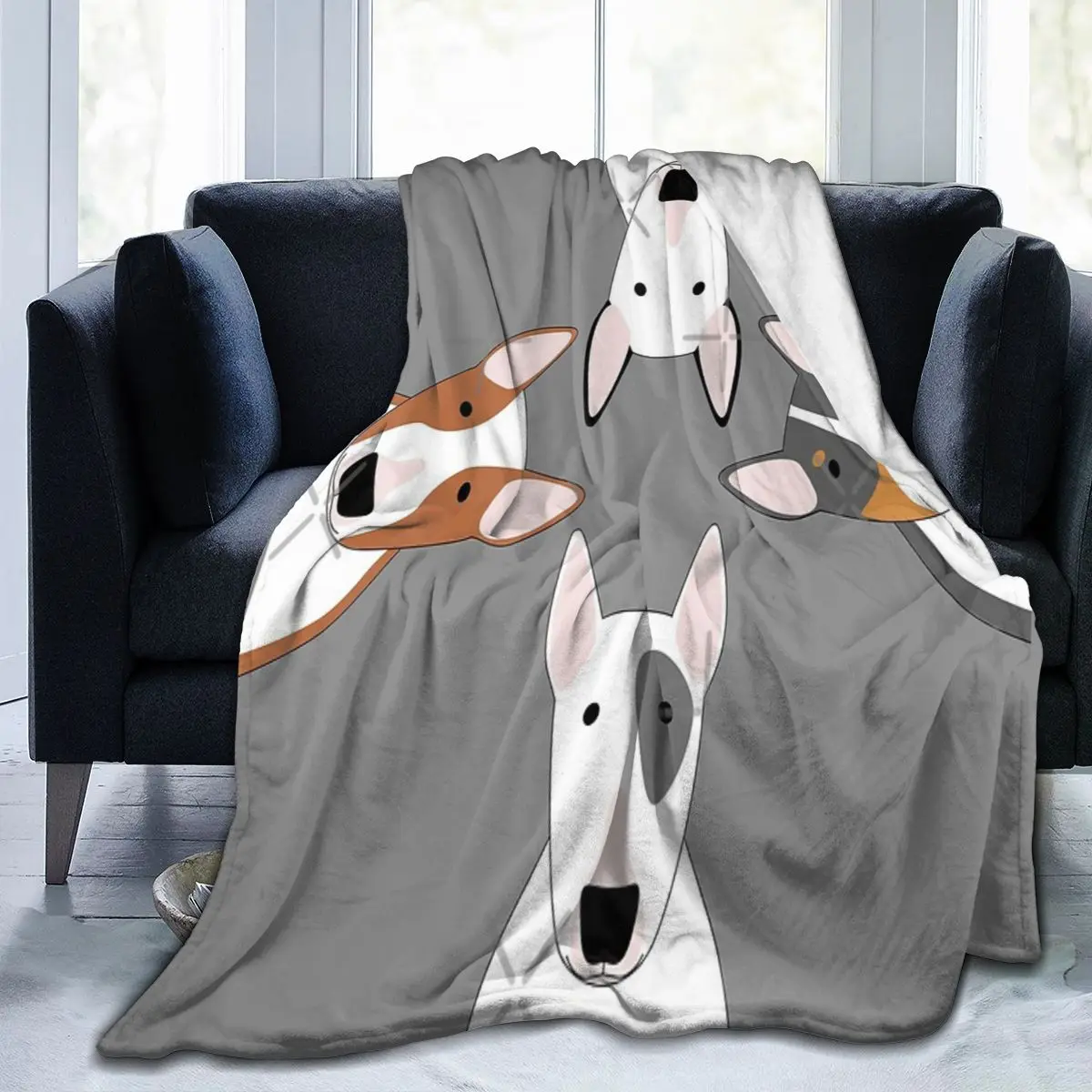 

Bull Terrier Squad Blanket, Facecloth Blanket Holiday Christmas AntiPilling Customizable