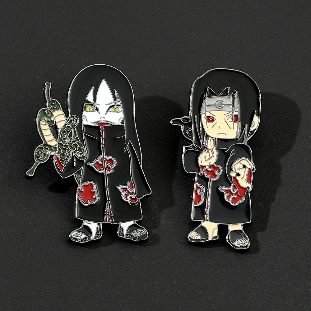 

NARUTO Metal Enamel Brooch Anime Figure Uchiha Itachi Orochimaru Fashion Button Badge Daily Backpack Clothing Accessories Gifts