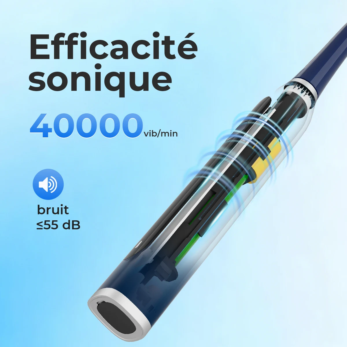 Зубная щетка Smilelog EB513 Sonic, 39800VPM, водонепроницаемость IPX7, 60 дней автономной работы, 5 режимов, 4 насадки, зарядка Type-C, дорожный футляр (art.: 3920dc3fc910b) - 3920dc3fc910b
