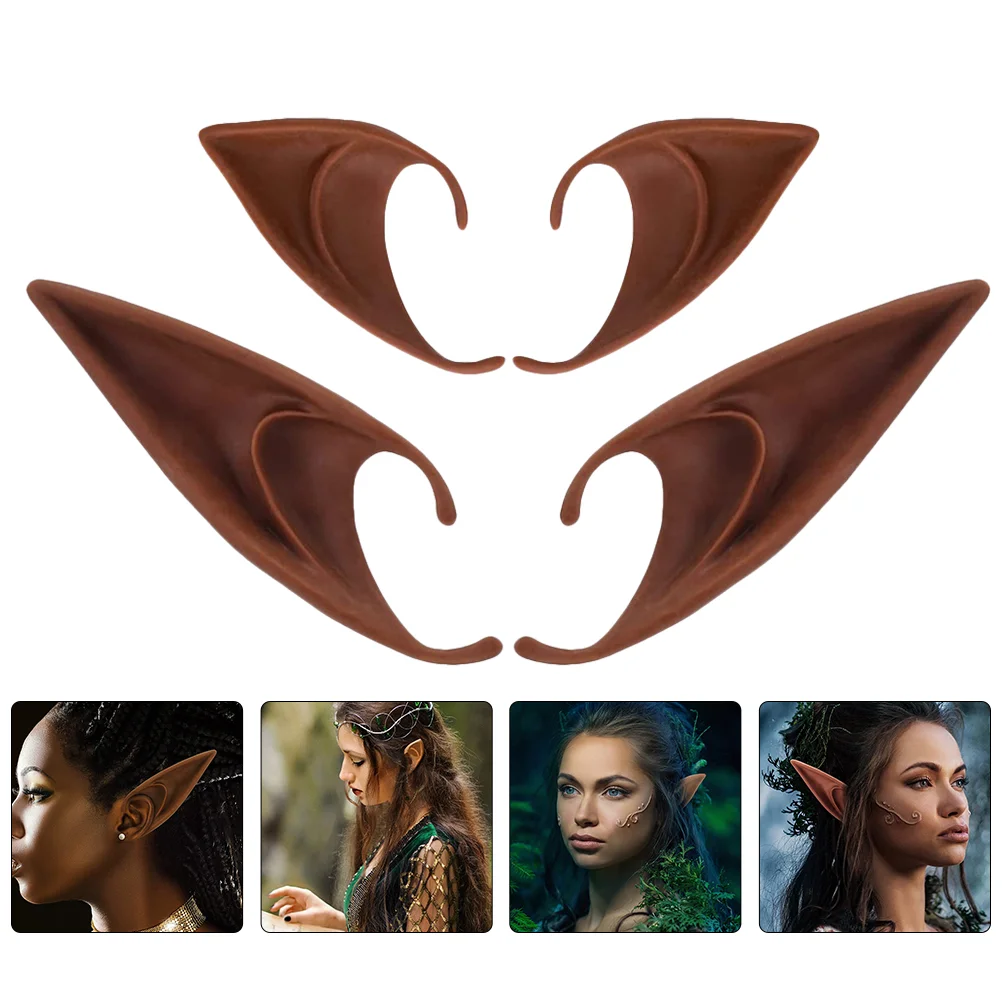 

Ears Elf Cosplay Ear Fairy Halloween Costume Party Christmas Fake Latex Props Pixie Accessories Masquerade Brown Cuff Prop