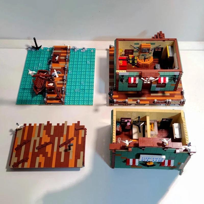 XMork 30107 Рыбацкая домика модель рыбацкого клуба модульная серия с видом на улицу