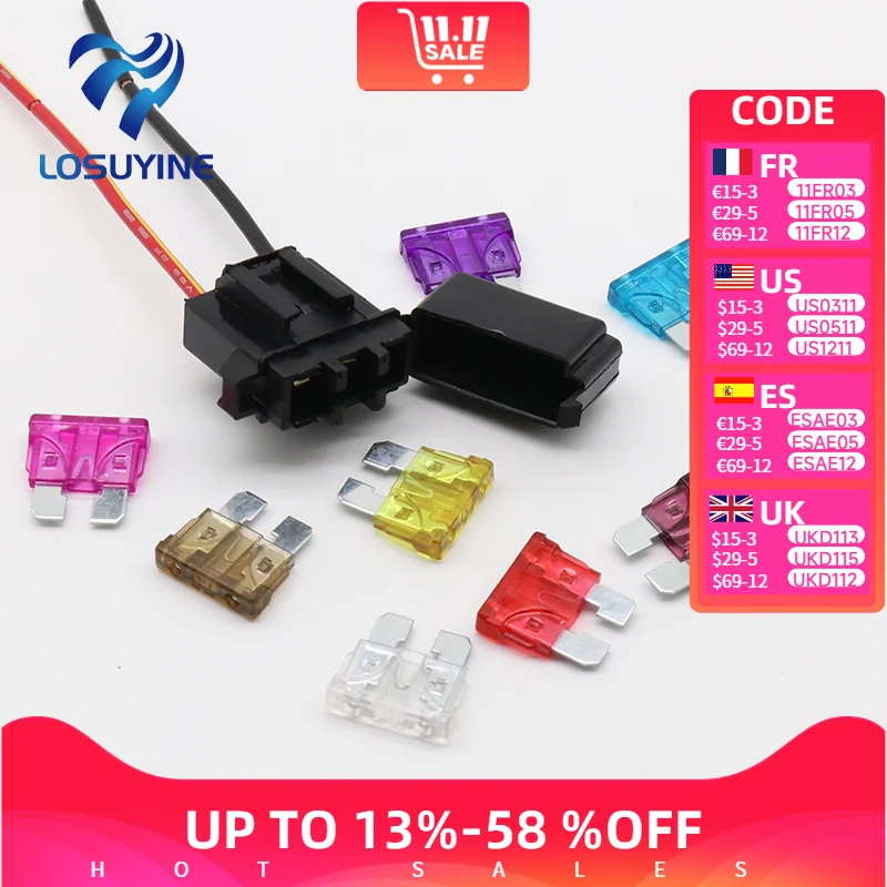 

1 шт., держатель предохранителя ATC, линейный провод AWG, медный провод, 12 В, 24 В, лезвие питания